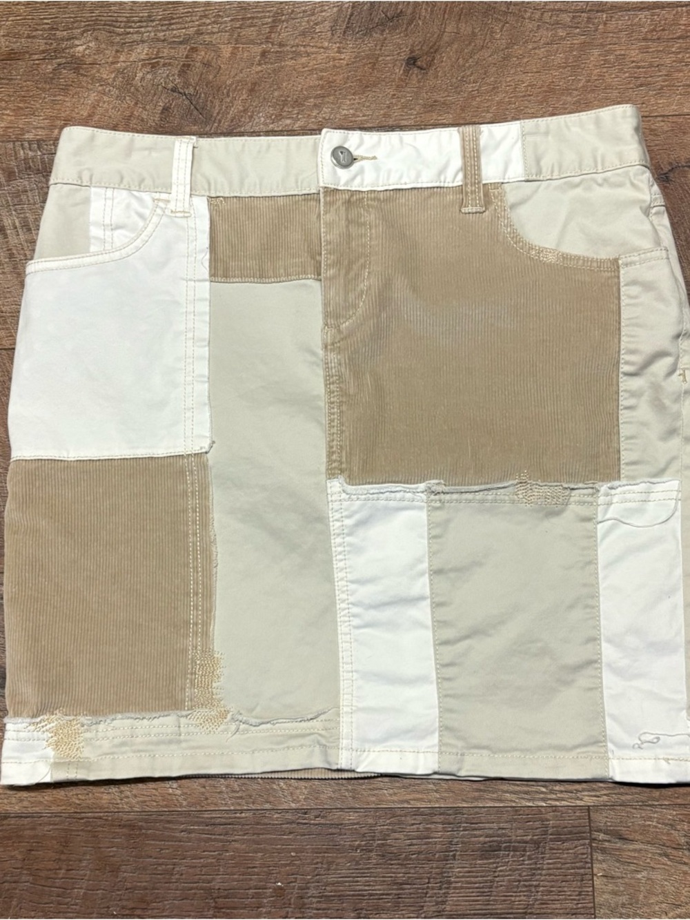 Anthropologie Pilcro And The Letterpress Patchwork Corduroy Mini Skirt Size 29 - Picture 2 of 5